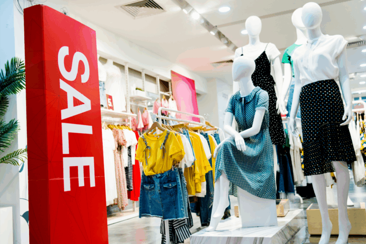 Sale at a clothing store