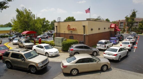 Line at Chick fil a drive thru