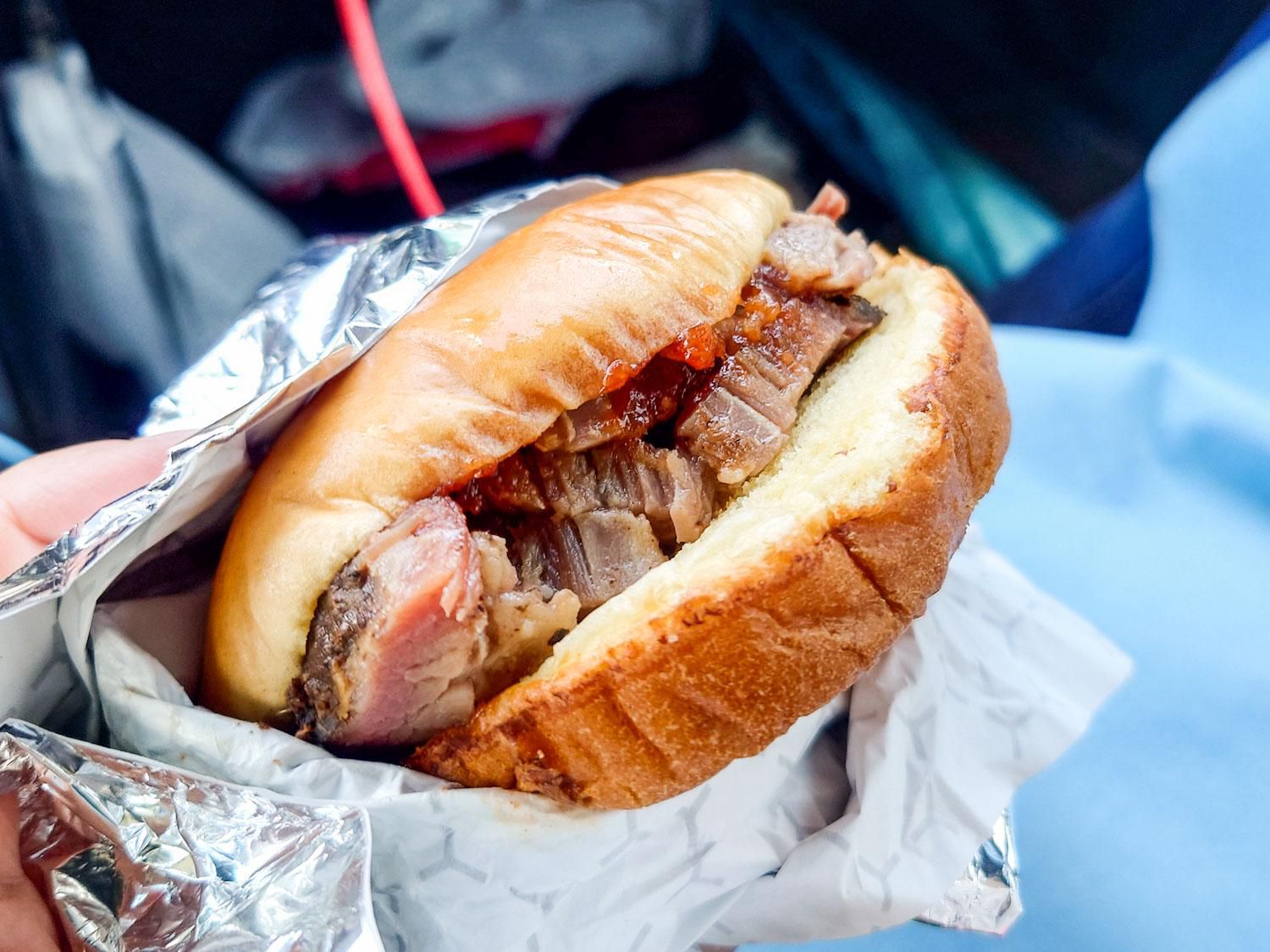 Buc-ees chopped brisket sandwich