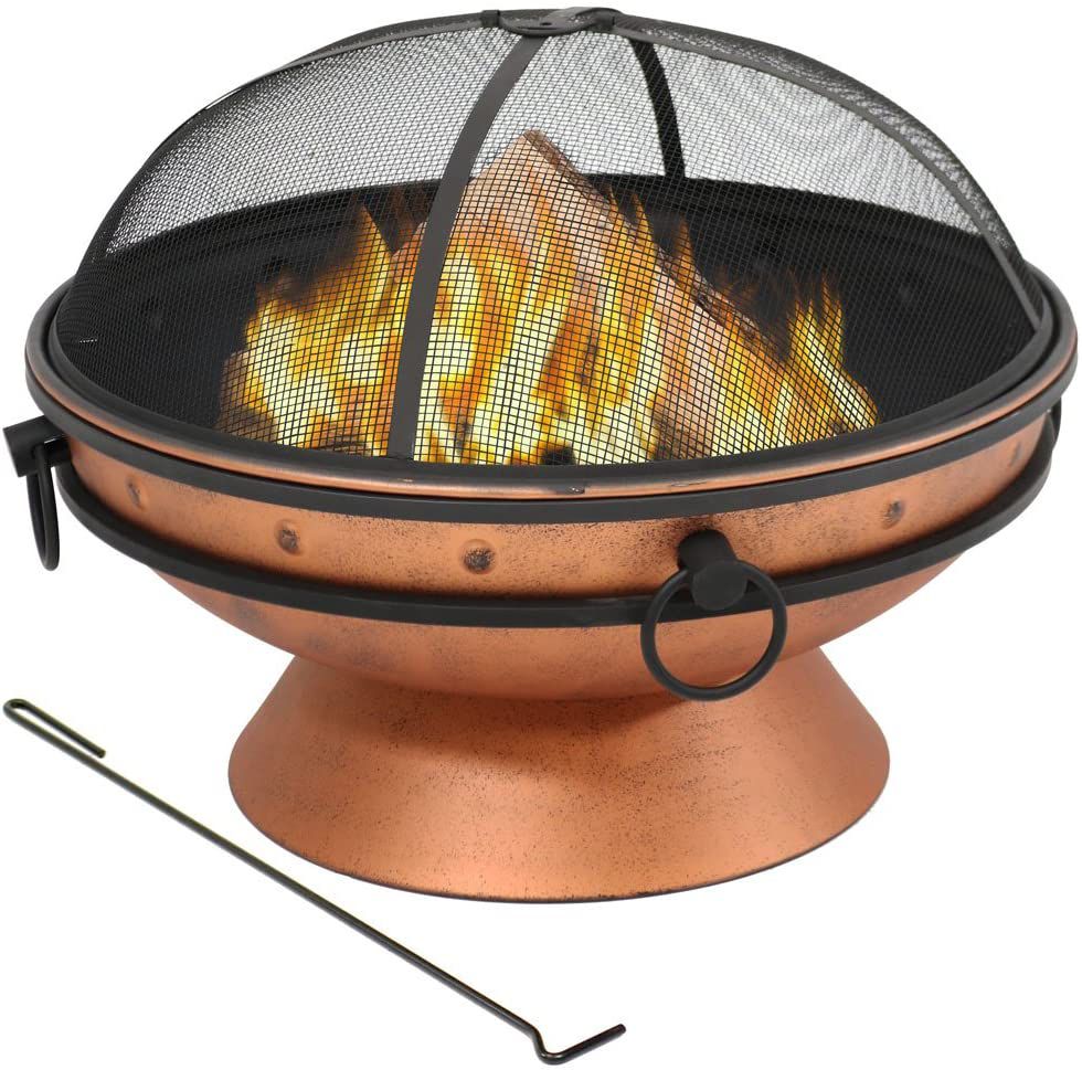 Sunnydaze Large Copper Finish Outdoor Fire Pit Bow