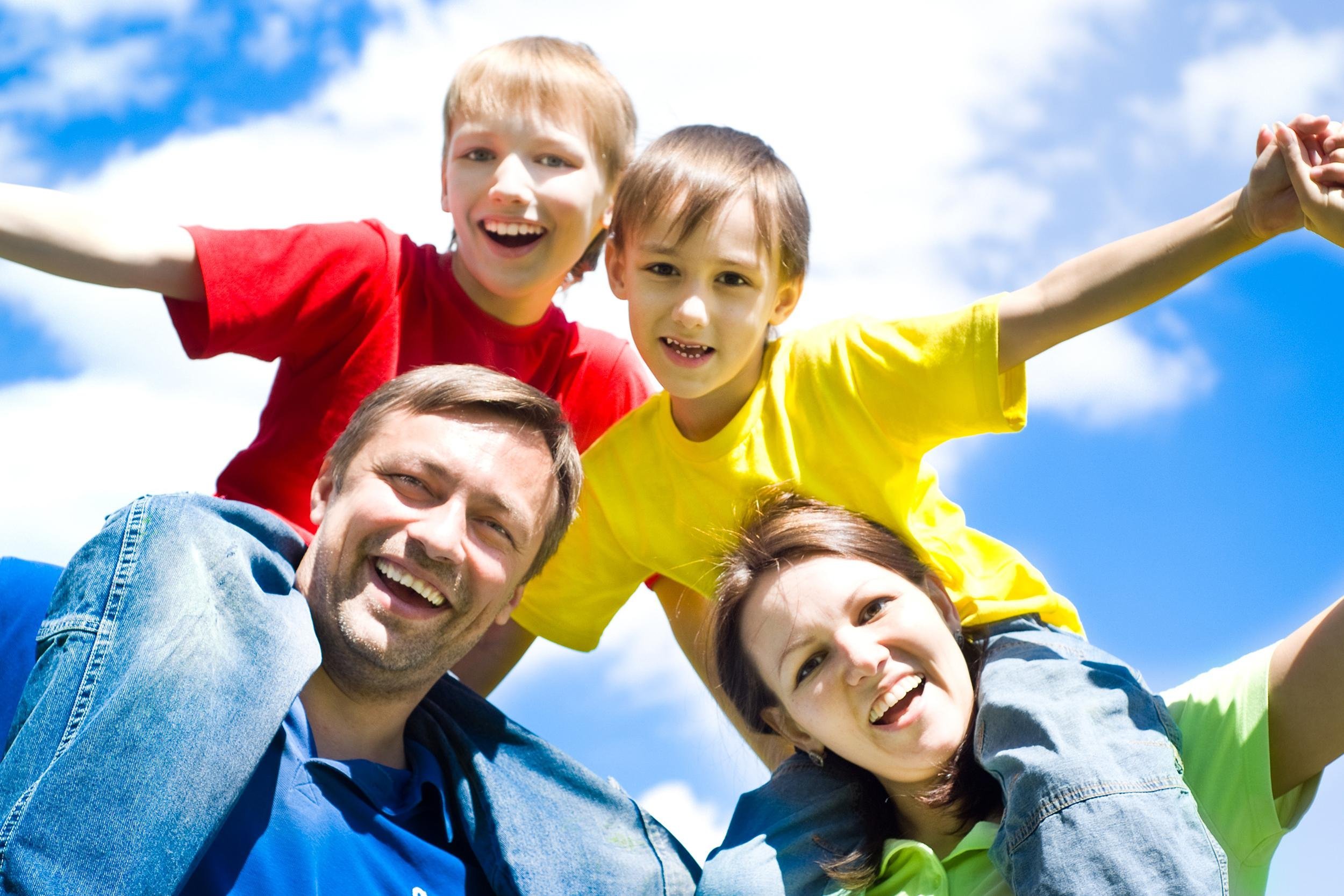 happy family outside