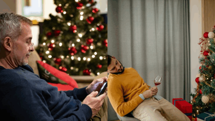 Composite image of man looking at his phone and man swirling wine glass