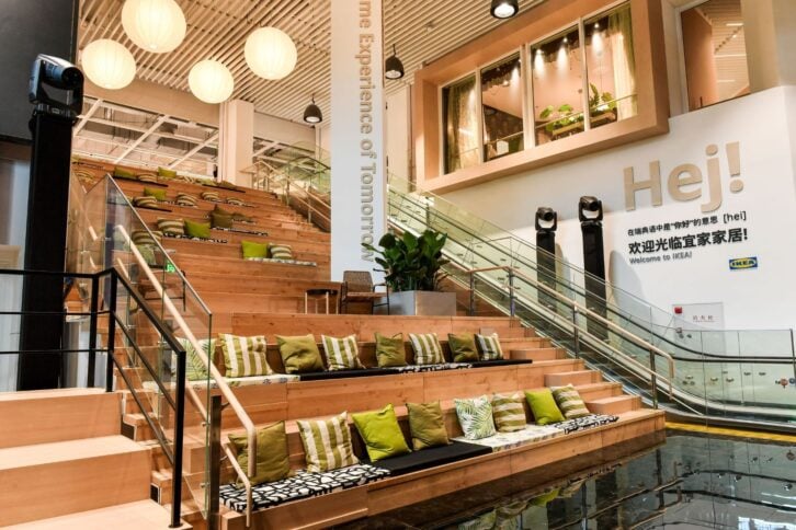 A gathering place inside a redesigned IKEA.