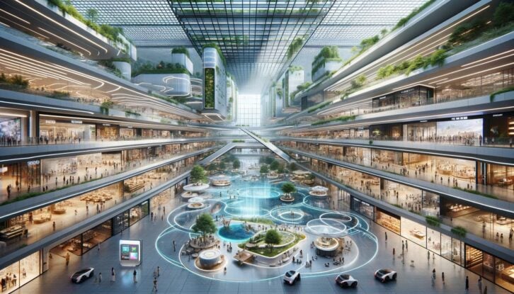 AI-generated image of a futuristic-looking mall