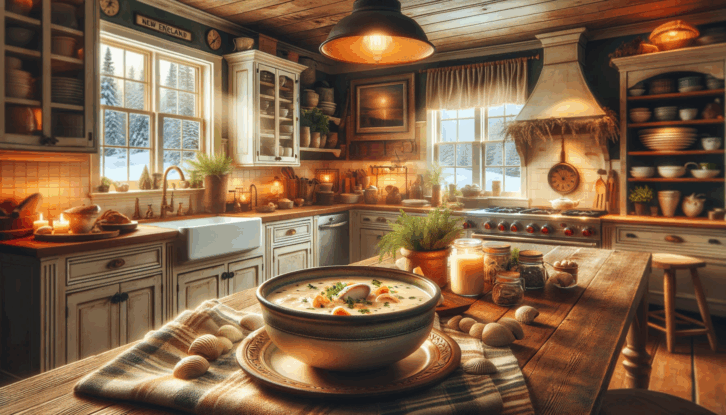 AI-generated image of clam chowder