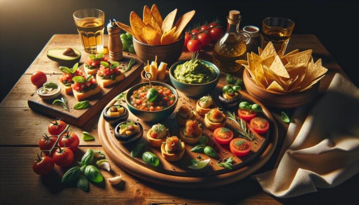 Table full of appetizers