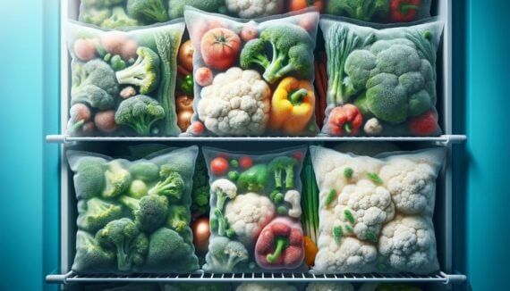 AI-generated image of bags of frozen vegetables