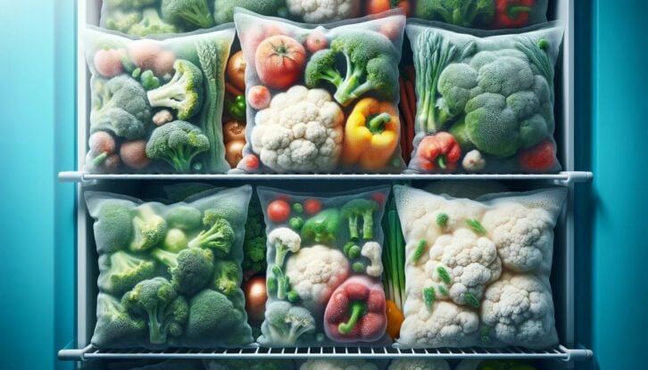 AI-generated image of bags of frozen vegetables
