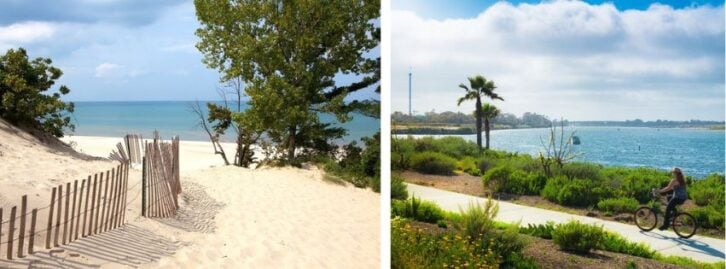 two beach scenes