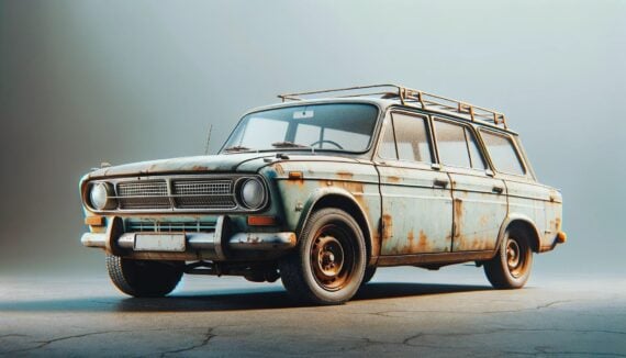 AI-generated image of an old beater car