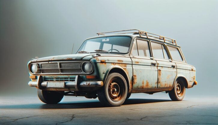 AI-generated image of an old beater car