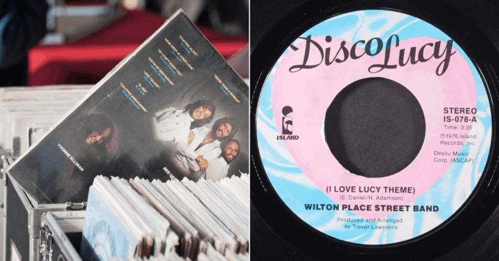 Bee Gees Album in a Record Store and Disco Lucy ('I Love Lucy' Theme), Wilton Place Street Band