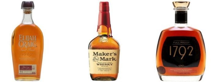 three bottles of bourbon