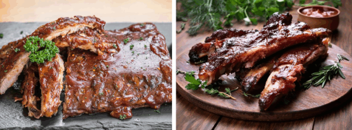 Two plates of ribs