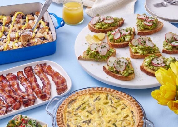 Assorted brunch items on display