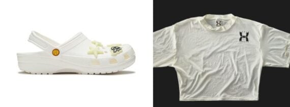 a Croc shoe, a T-shirt