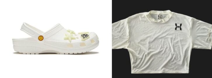 a Croc shoe, a T-shirt