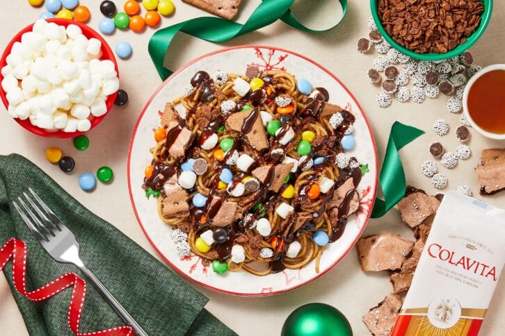 spaghetti with candy in it