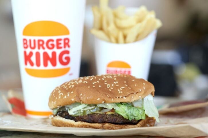 In this photo illustration, a Burger King Whopper hamburger is displayed on April 05, 2022 in San Anselmo, California.