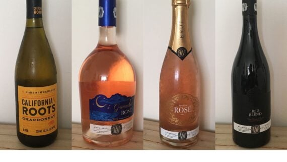 California Roots Chardonnay, Winemakers Selection Grenache Rosé Wine, Winemakers Selection Sparkling Rosé Brut Wine, and Winemakers Selection Italian Red Blend Wine