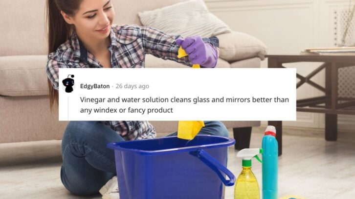 woman cleaning in living room