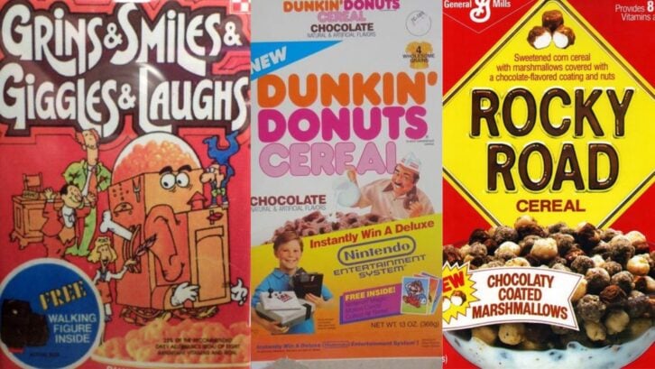 three boxes of cereal