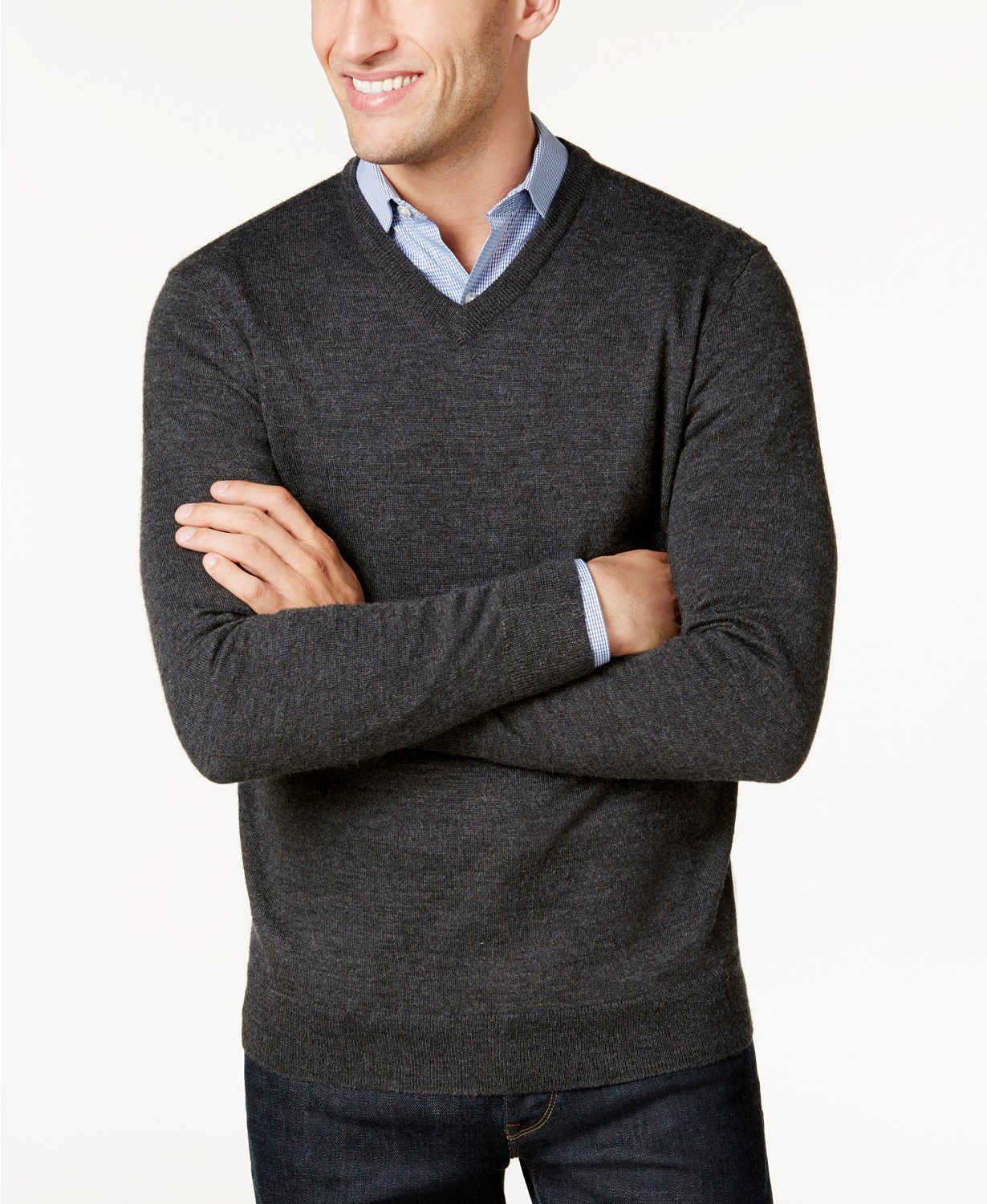 Club Room V-Neck Merino Wool Blend Sweater