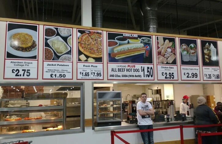 A view of Costco's food court in the United Kingdom.