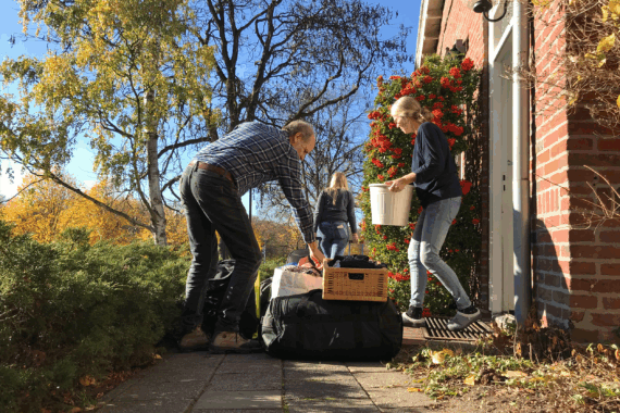 Senior couple moving