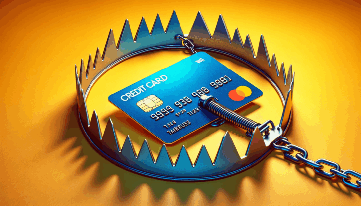 Credit card in middle of bear trap