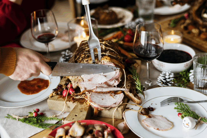 Christmas dinner table