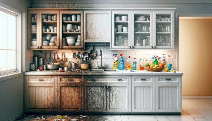 Before and after photos of cleaning products