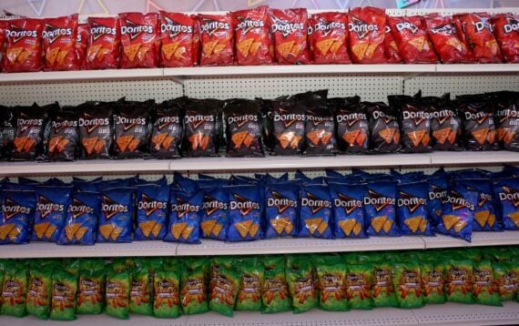 Bags of Doritos are displayed in the Doritos Mart booth during TwitchCon 2023 Las Vegas at the Las Vegas Convention Center on October 20, 2023 in Las Vegas, Nevada.