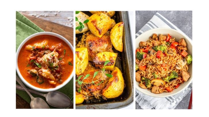 Examples of easy meals: Tomato Soup, roast potatoes and chicken, ramen noodles