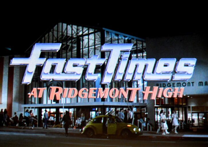 A view of the movie screen at the closing night live read of "Fast Times at Ridgemont High" directed by Eli Roth during the 2015 Los Angeles Film Festival at Regal Cinemas L.A. Live on June 18, 2015 in Los Angeles, California.