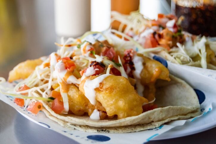 Fish Tacos in a Restaurant, Baja, Mexico