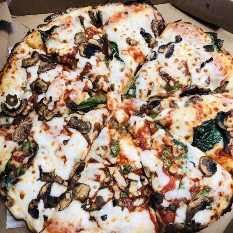 Focus On Spinach And Mushroom Dominos Pizza In Width 800