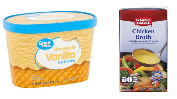 a package of ice cream, a package of chicken btoth