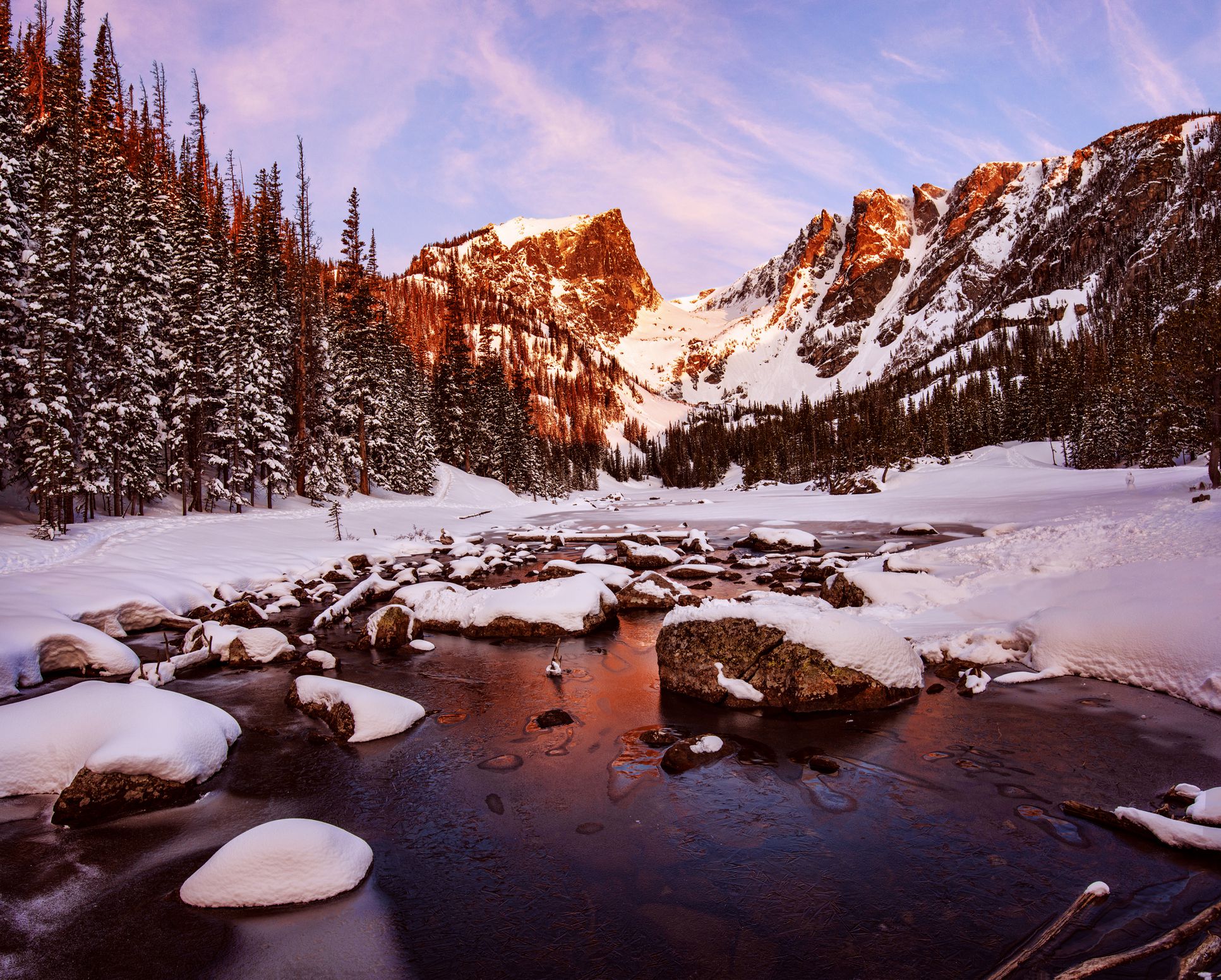 Rocky Mountain National Park Dream Lake in the snow