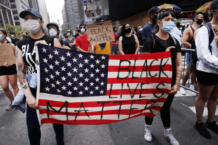Black Lives Matter flag at NYC protest
