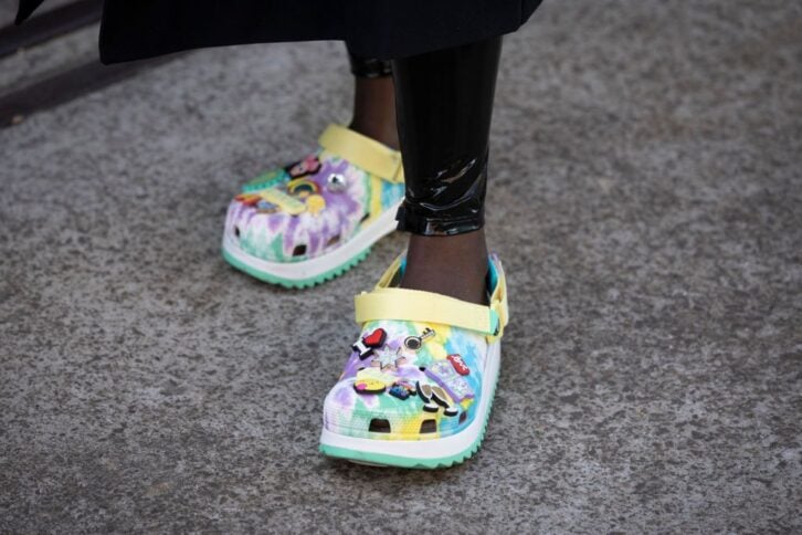 Suzan Mutesi is seen wearing Crocs shoes with Jibbitz charms at Afterpay Australian Fashion Week 2021 on June 1, 2021 in Sydney, Australia.