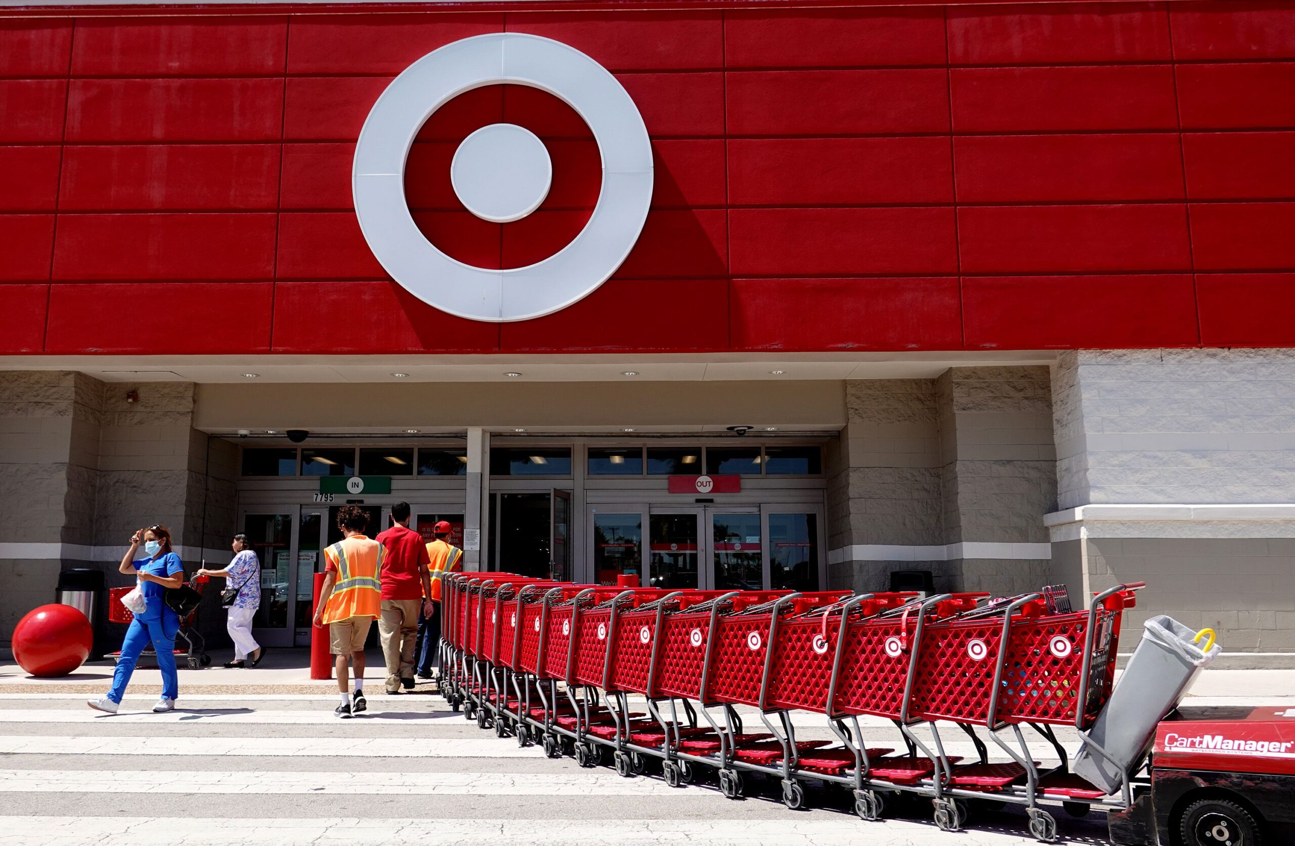 Target shopping carts outside of Target store