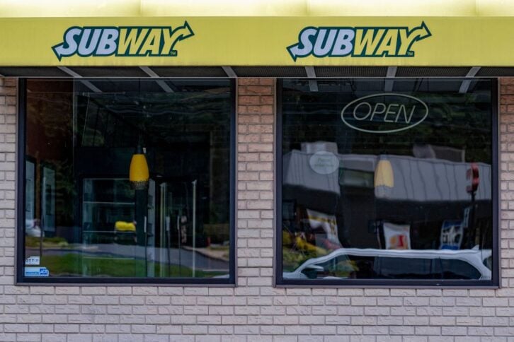The open sign sits unlit in a temporarily closed Subway in Centreville, Maryland, on August 23, 2023. The Subway sandwich chain is near a deal to be acquired for more than $9 billion in a transaction that could be announced as soon as August 23, 2023, a p