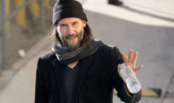 Keanu Reeves is seen at "Jimmy Kimmel Live" on November 28, 2023 in Los Angeles, California.