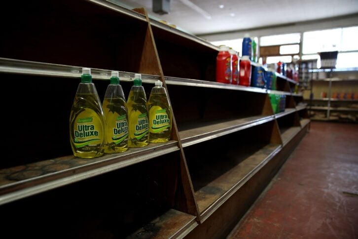 Store shelves are nearly empty