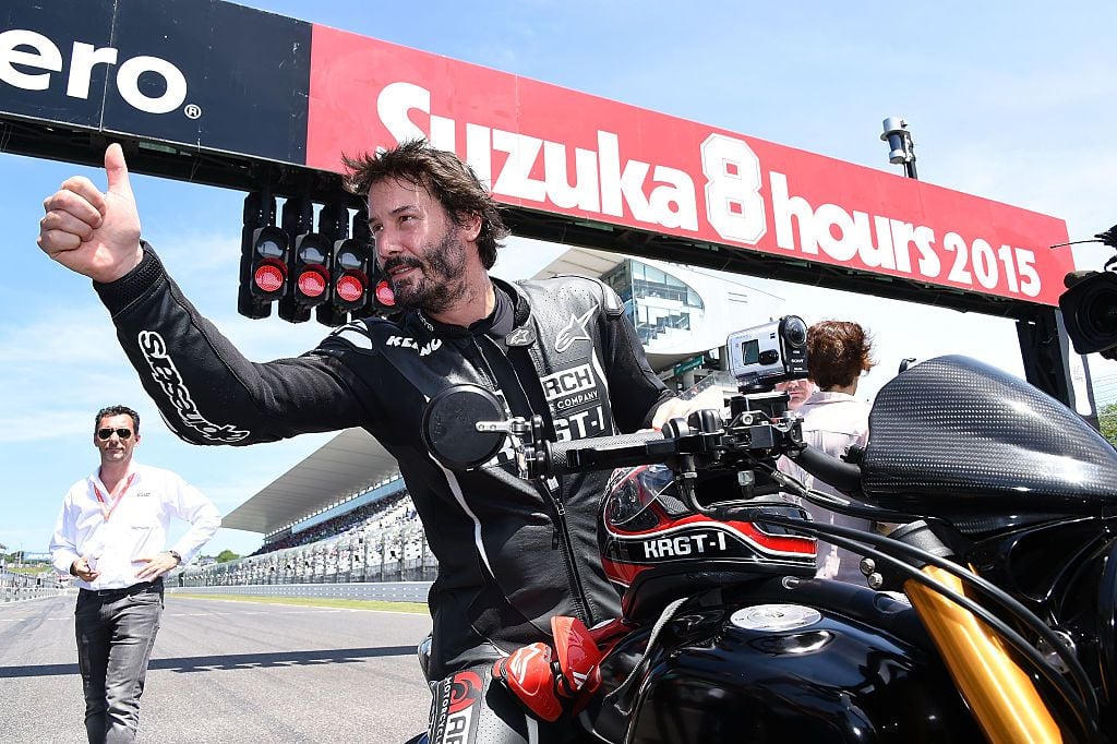 Keanu Reeves is seen during the opening ceremony of the Suzuka 8 Hours at the Suzuka Circuit on July 26, 2015 in Suzuka, Japan.