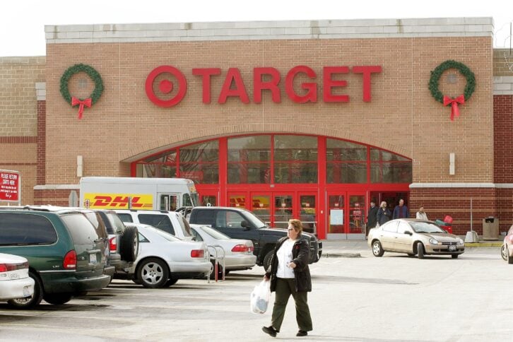 target exterior with christmas wreaths