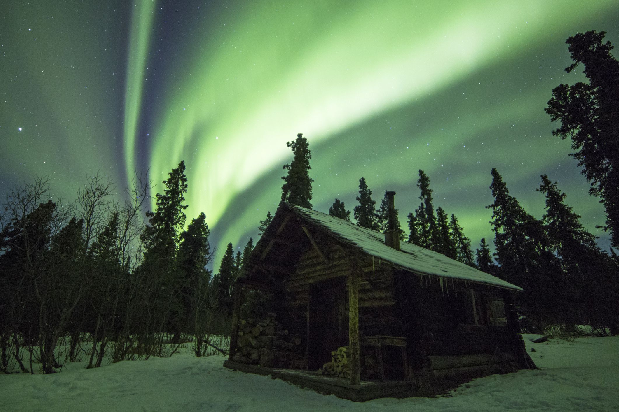 Cabin under the Northern lights