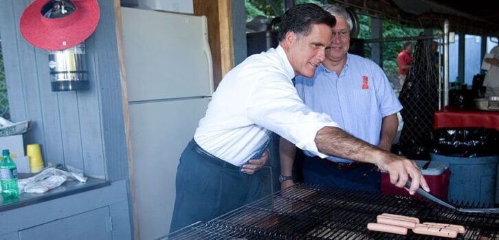 Mitt Romney Flipping Hamburgers and Hotdogs