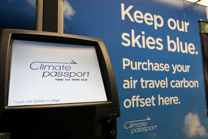 kiosk sells carbon offset for travelers at san francisco airport